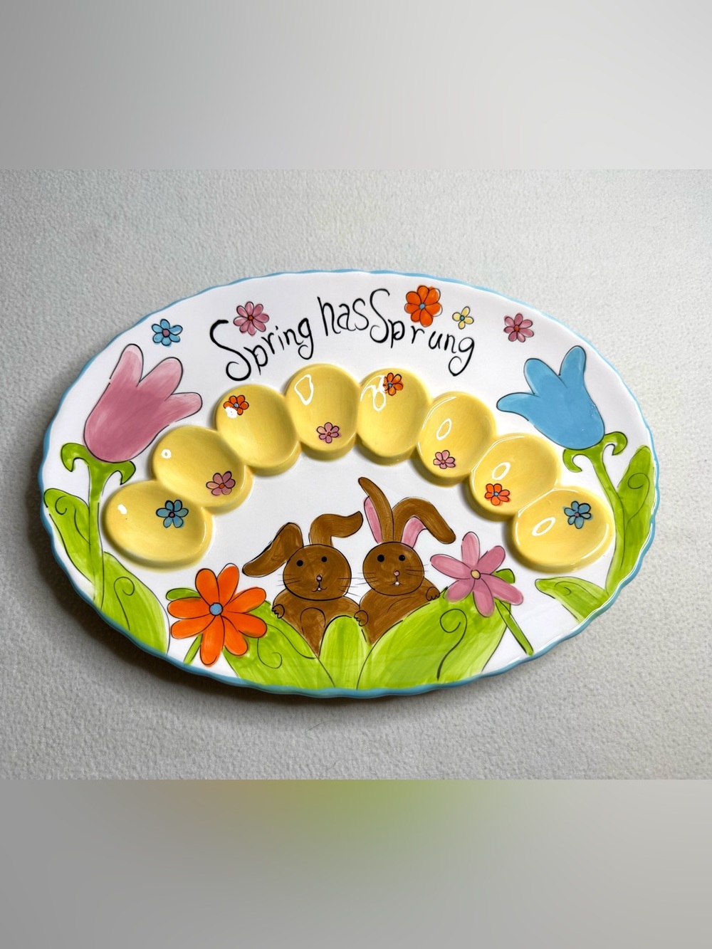 Cracker Barrel Colorful Ceramic Egg Serving Platter